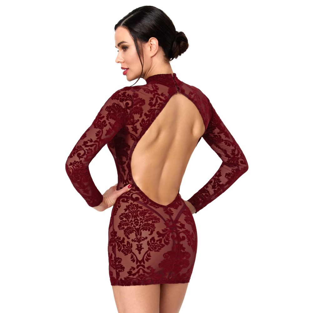 Noir Handmade - Masquerade OpenBack Minikleid - Bordeauxrot